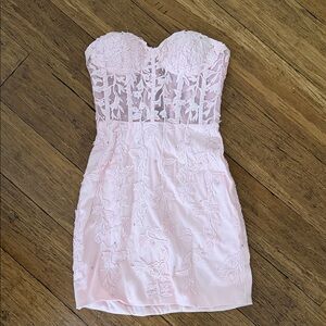 Elegant Pink Strapless Dress